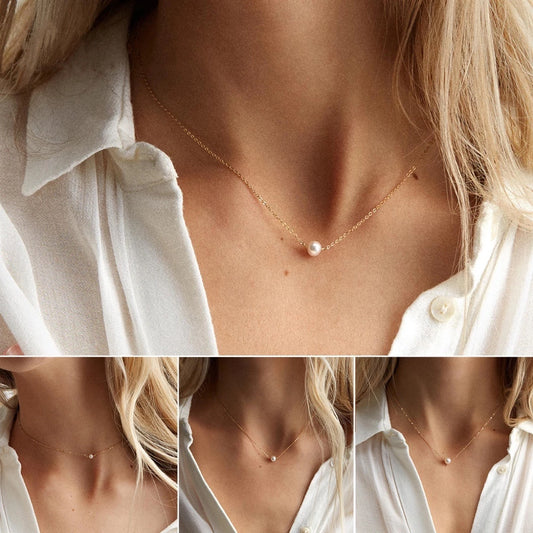 Dainty Single Pearl Necklace